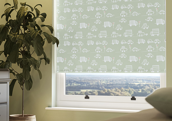 Cars and Lorries, Soft Green - Twist&Fit Roller Blind - Image 5